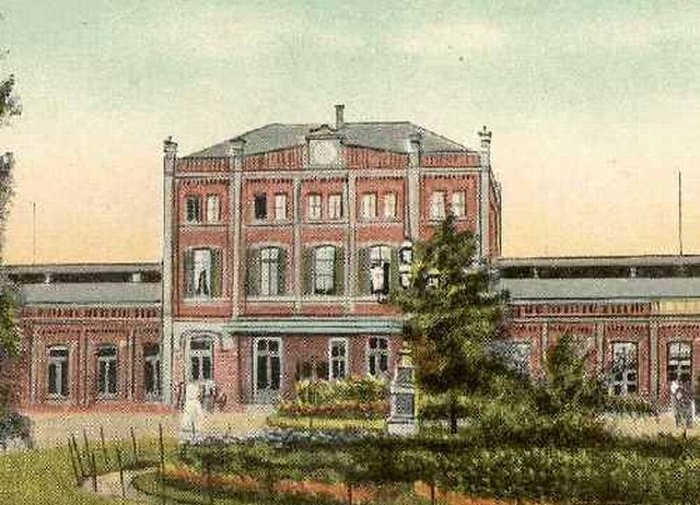 station Arnhem Gaschilderde ansichtkaart