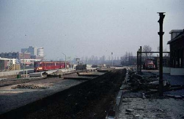 station Groningen Noord Dia (36963) perronzijde. 24 maart 1973. Sloop.